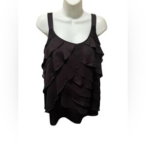 Torrid Ruffle Chiffon Tank W/Beading
Black Sz 16 Dressy Career Layering Top